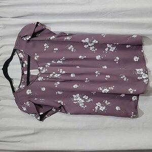 Papermoon tulip sleeve purple floral blouse